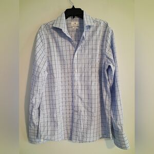 Ryan Seacrest Distinction Light Blue Grid Shirt